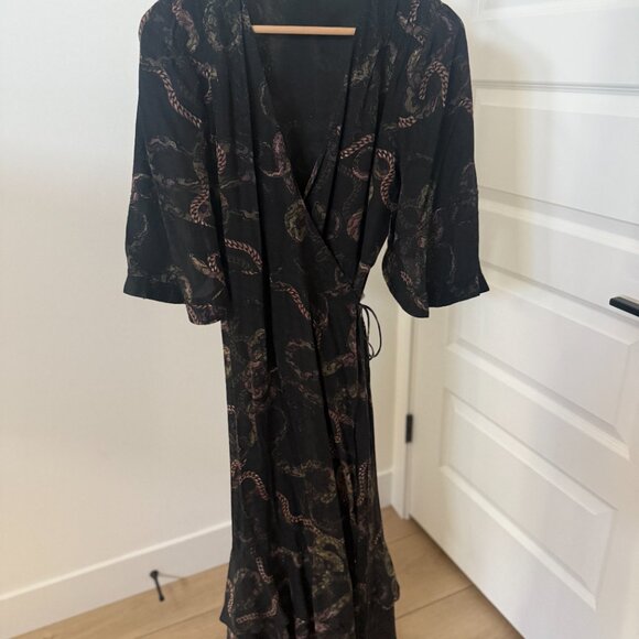 AllSaints Delana Tempest Wrap Maxi Dress Size 8 - Picture 14 of 15